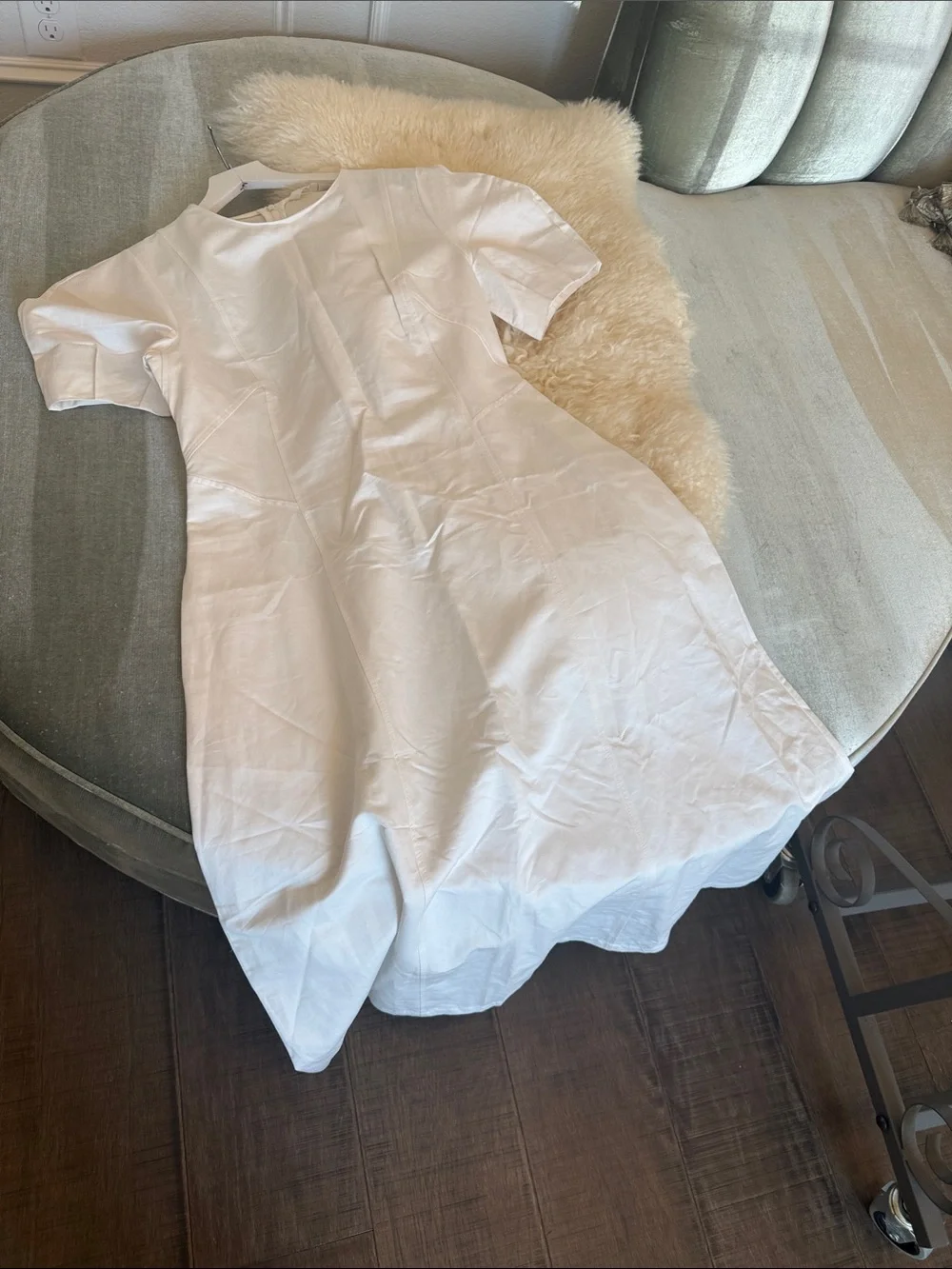 NWOT  ZARA WOMAN COLLECTION White Puff-Sleeve Midi Dress SIZE L